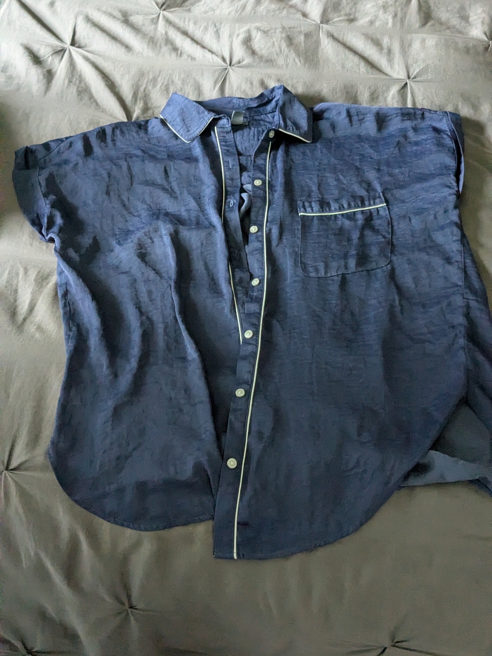 aerie Short-Sleeve Pajama-style Button-Down with White Piping